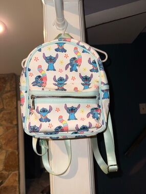Disney Stitch Mini Backpack Hawaiian Ice Cream Print Blue Small Bag Cute